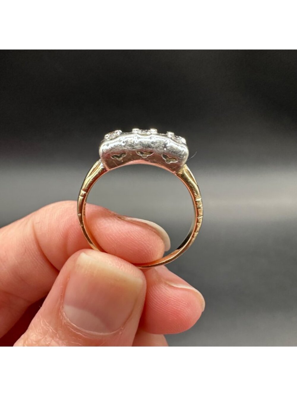 Vintage Three Stone Diamond Ring 14K Gold Elegant Jewelry Engagement Size 6.75 - Picture 8 of 14